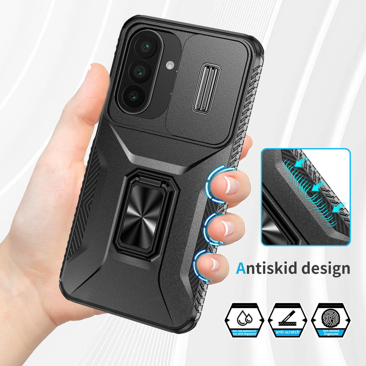 For Galaxy A27 5G Sliding Camshield Holder Phone Case - Black - EDA007358806D