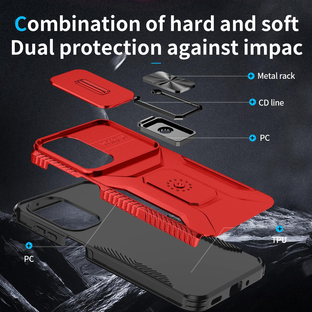 For Galaxy A27 5G Sliding Camshield Holder Phone Case - Red - EDA007358806E