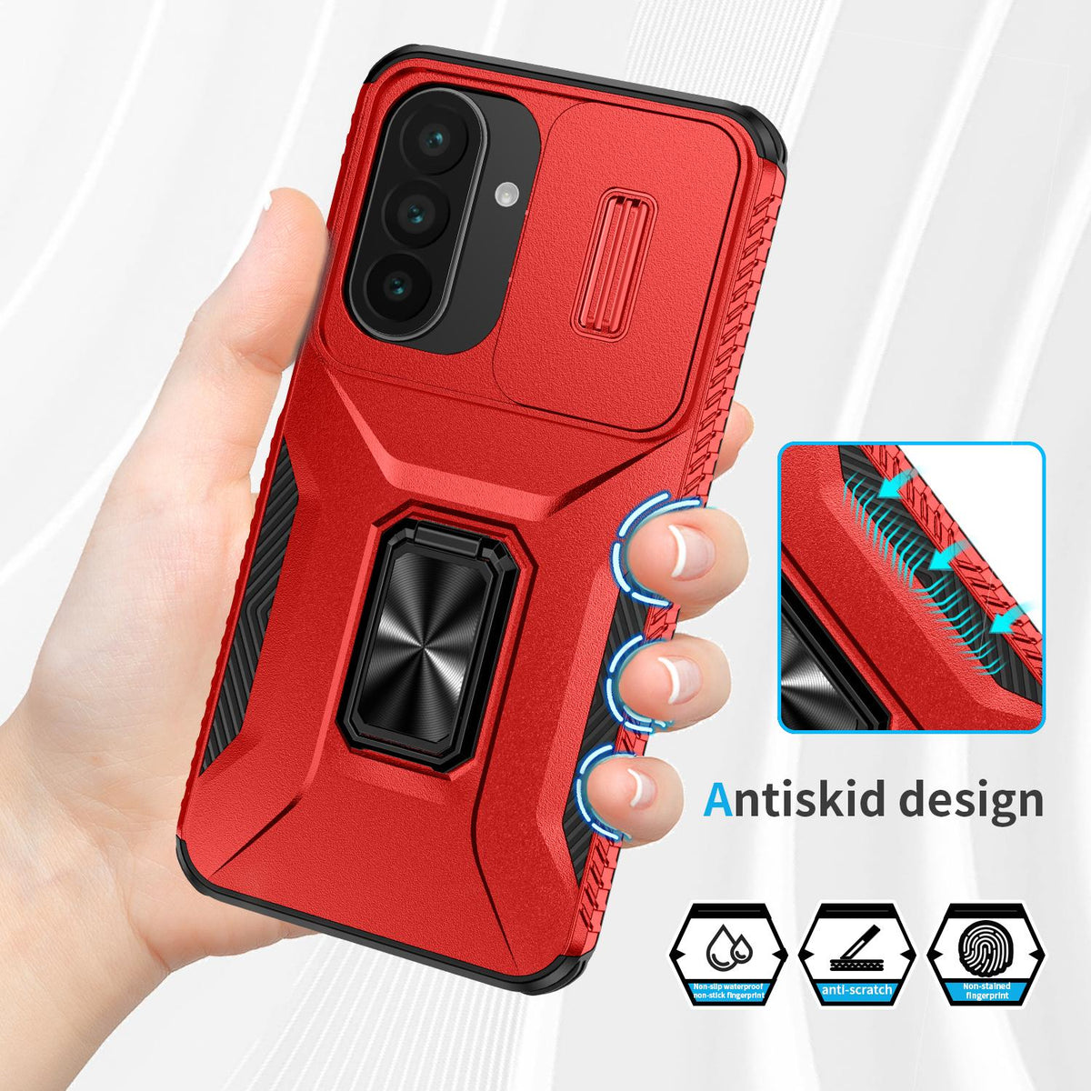 For Galaxy A27 5G Sliding Camshield Holder Phone Case - Red - EDA007358806E