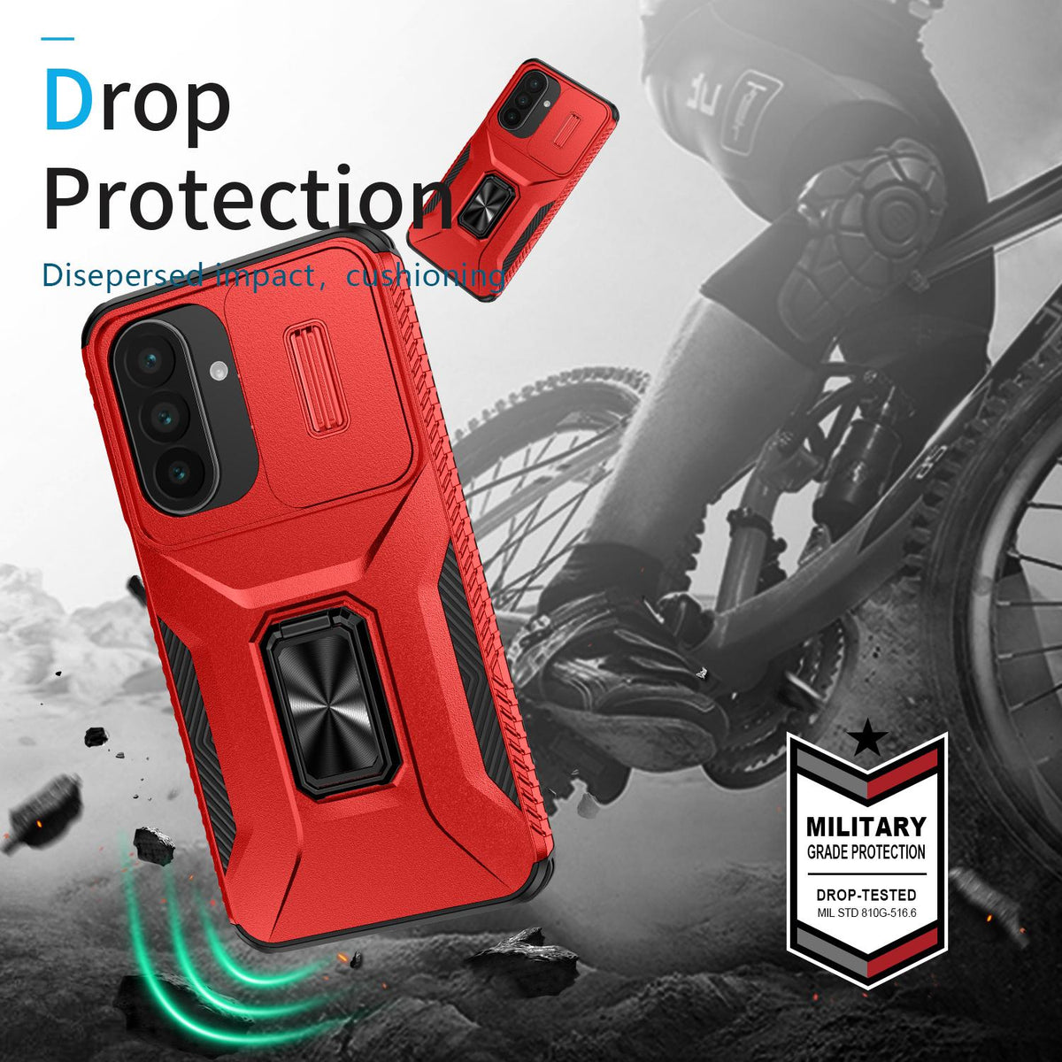 For Galaxy A27 5G Sliding Camshield Holder Phone Case - Red - EDA007358806E