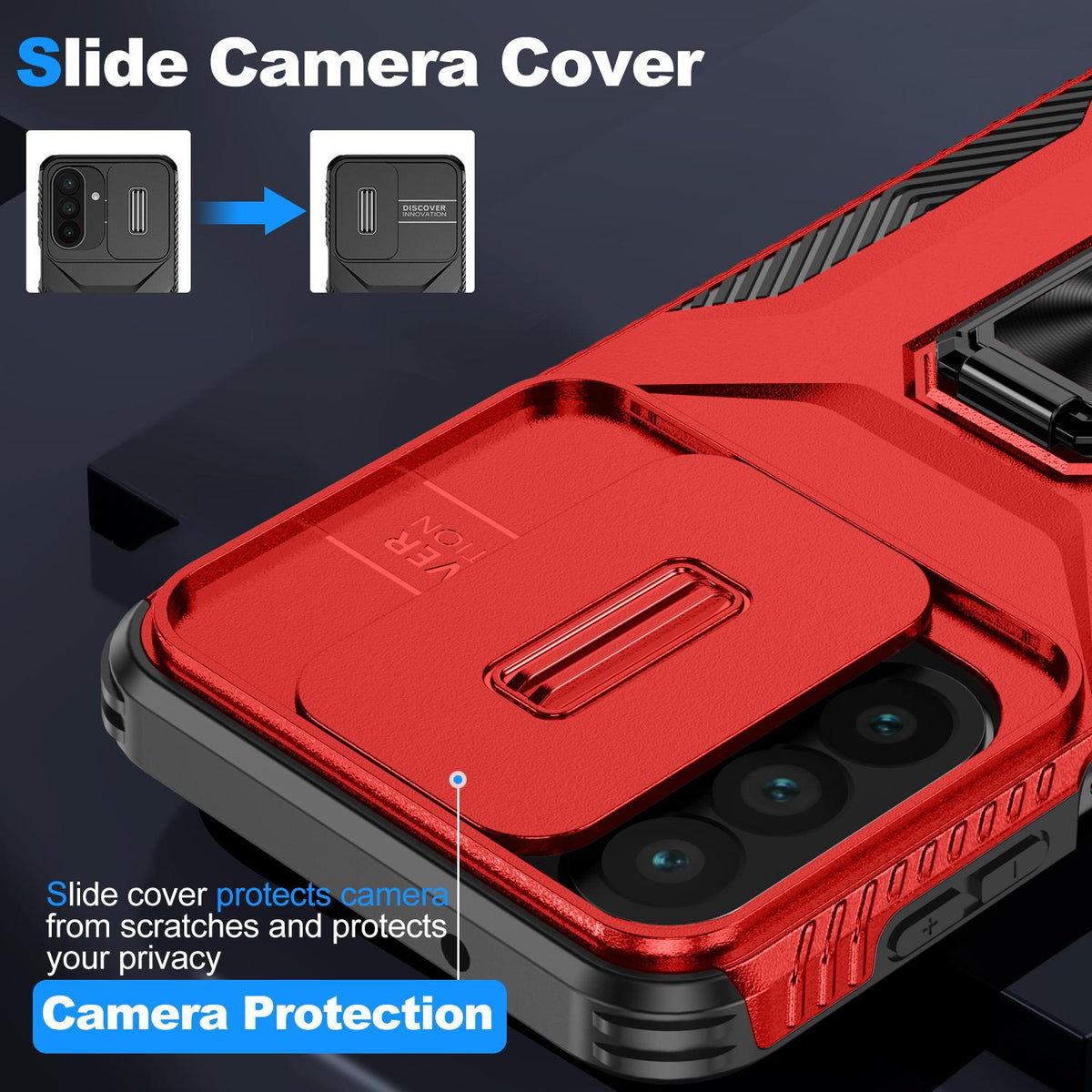 For Galaxy A27 5G Sliding Camshield Holder Phone Case - Red - EDA007358806E