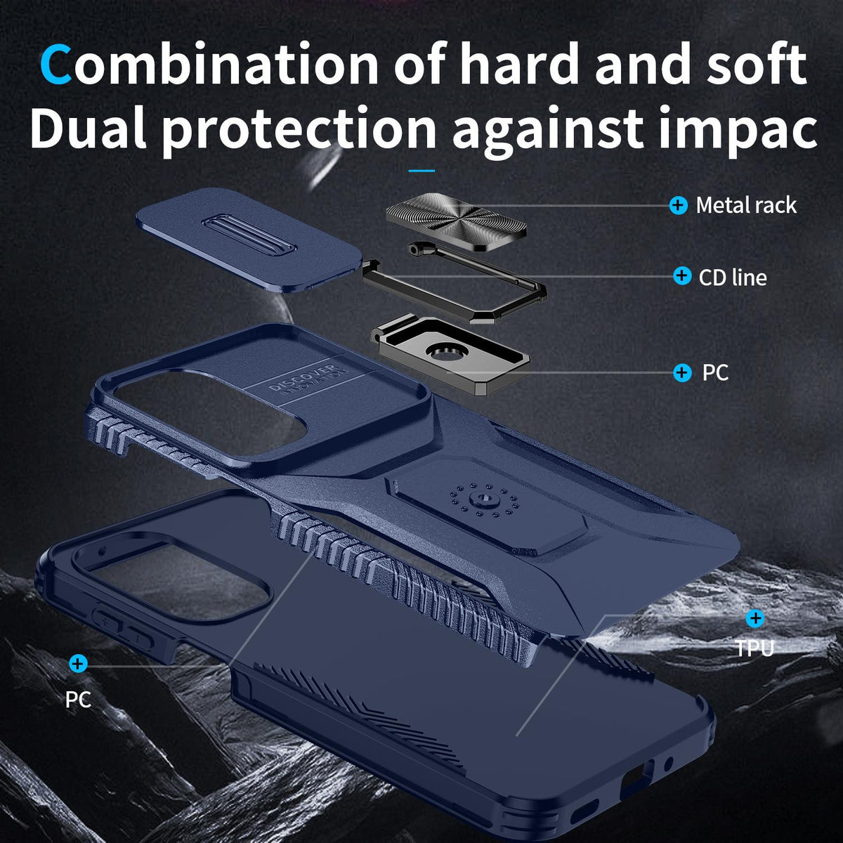 For Galaxy A27 5G Sliding Camshield Holder Phone Case - Blue - EDA007358806G