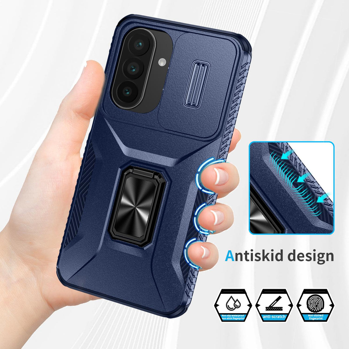 For Galaxy A27 5G Sliding Camshield Holder Phone Case - Blue - EDA007358806G