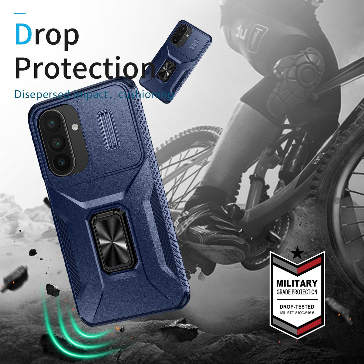 For Galaxy A27 5G Sliding Camshield Holder Phone Case - Blue - EDA007358806G