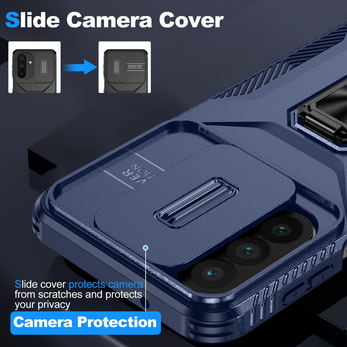 For Galaxy A27 5G Sliding Camshield Holder Phone Case - Blue - EDA007358806G