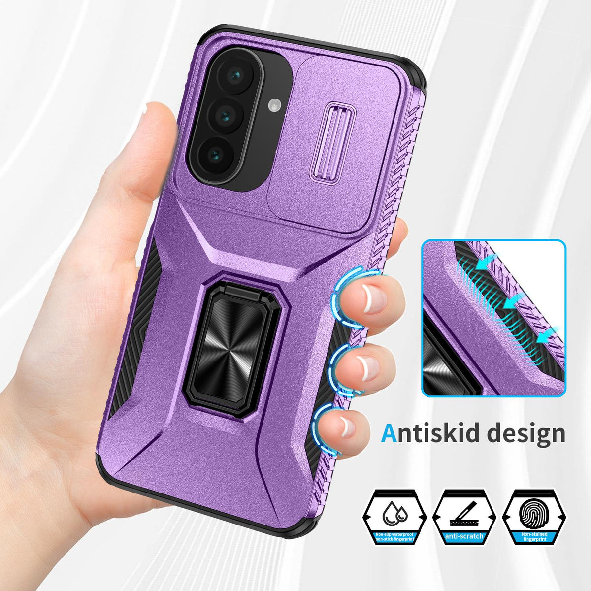 For Galaxy A27 5G Sliding Camshield Holder Phone Case - Purple - EDA007358806H