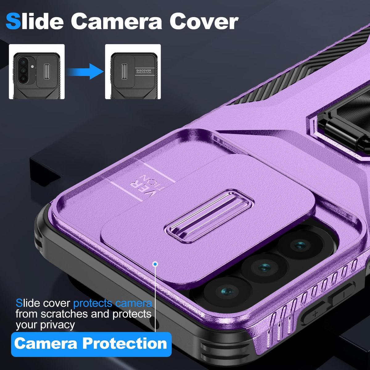 For Galaxy A27 5G Sliding Camshield Holder Phone Case - Purple - EDA007358806H