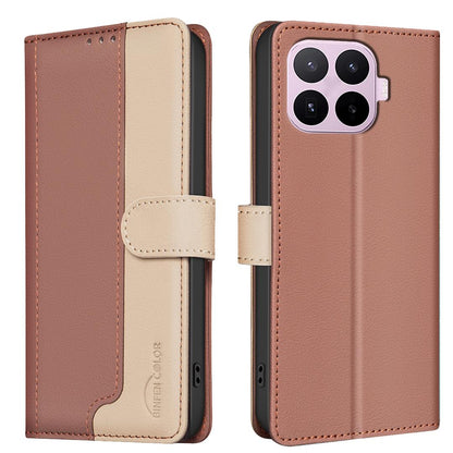 For Xiaomi 17T Pro 5G Color Matching RFID Anti-theft Leather Phone Case - Brown - EDA007366910B