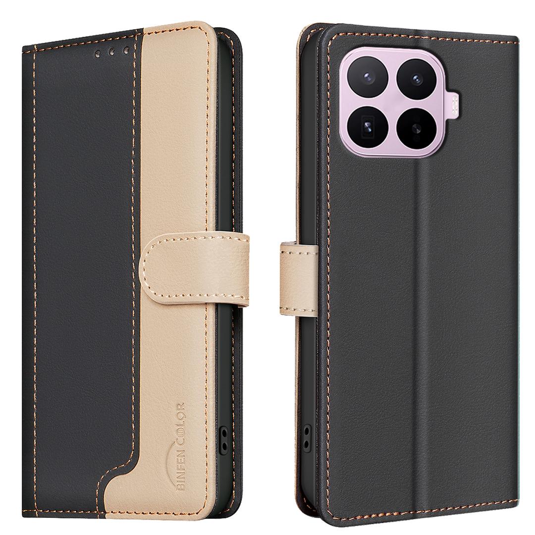For Xiaomi 17T Pro 5G Color Matching RFID Anti-theft Leather Phone Case - Black - EDA007366910C