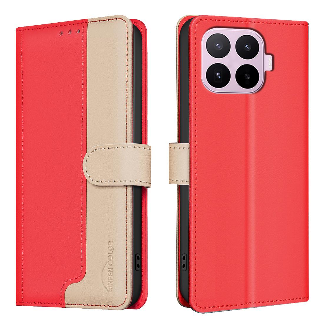 For Xiaomi 17T Pro 5G Color Matching RFID Anti-theft Leather Phone Case - Red - EDA007366910D