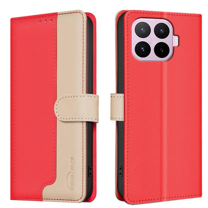 For Xiaomi 17T Pro 5G Color Matching RFID Anti-theft Leather Phone Case - Red - EDA007366910D