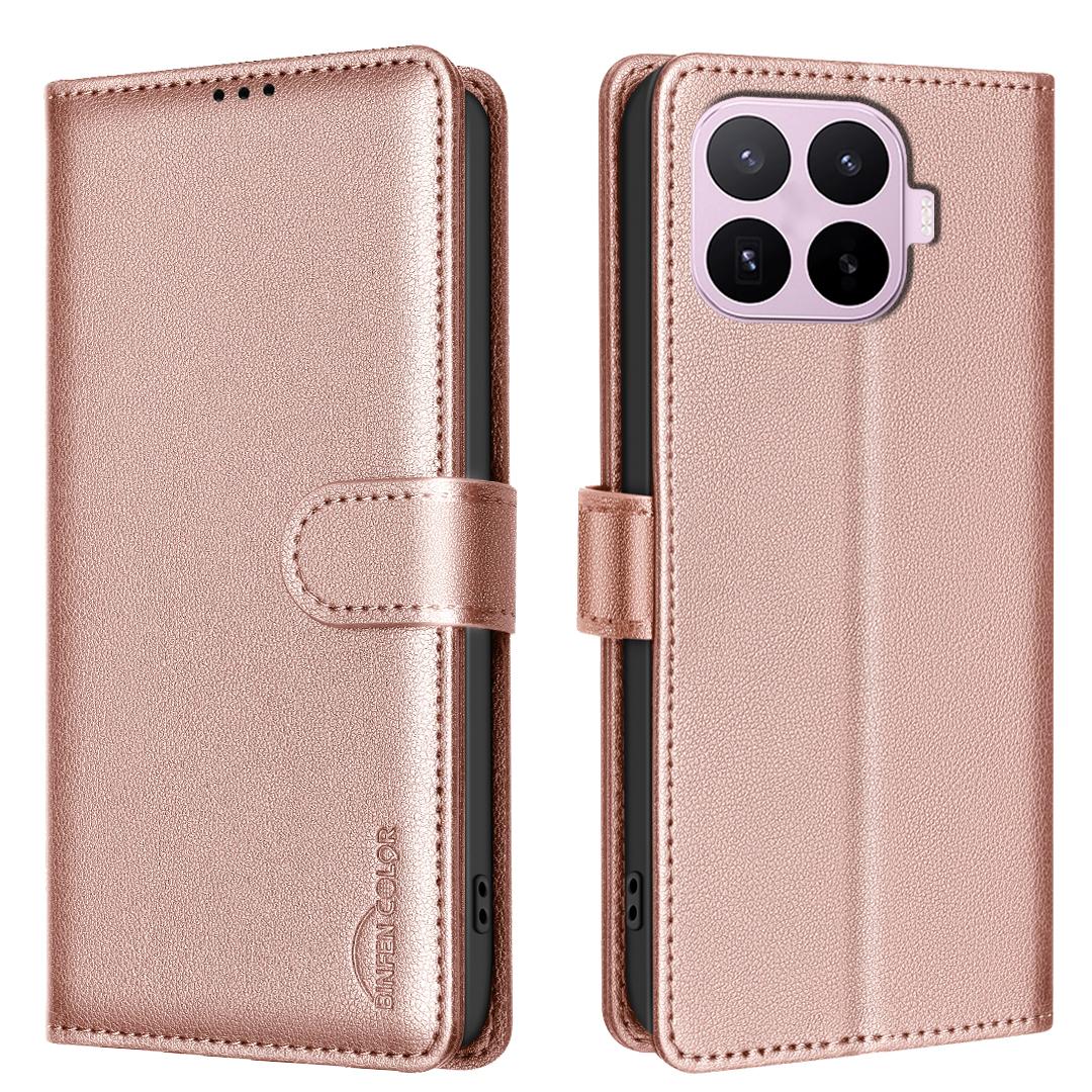 For Xiaomi 17T Pro 5G Litchi Texture RFID Anti-theft Leather Phone Case - Gold - EDA007367010C