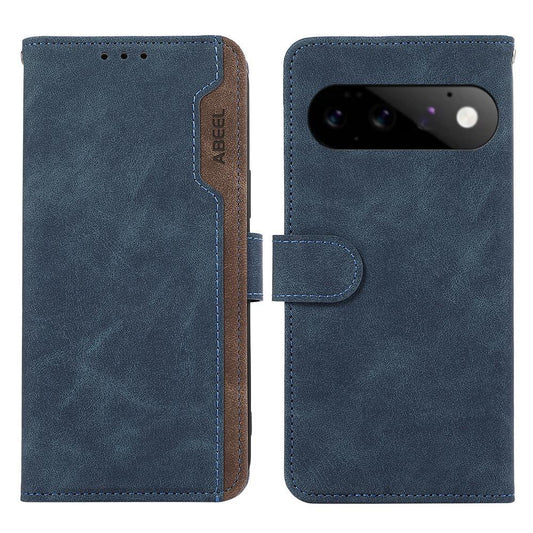 For Google Pixel 11 ABEEL Color Block Magnetic RFID Leather Phone Case - Blue-Brown - EDA007372205C