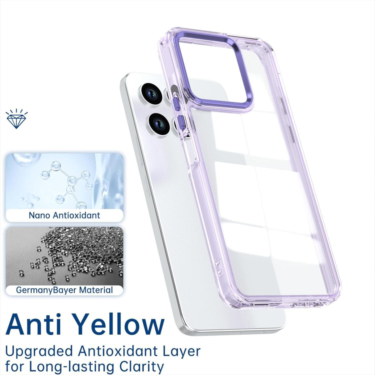 For Honor X6a 4G Shine High Transparency Acrylic Phone Case - Purple - EDA007376008A