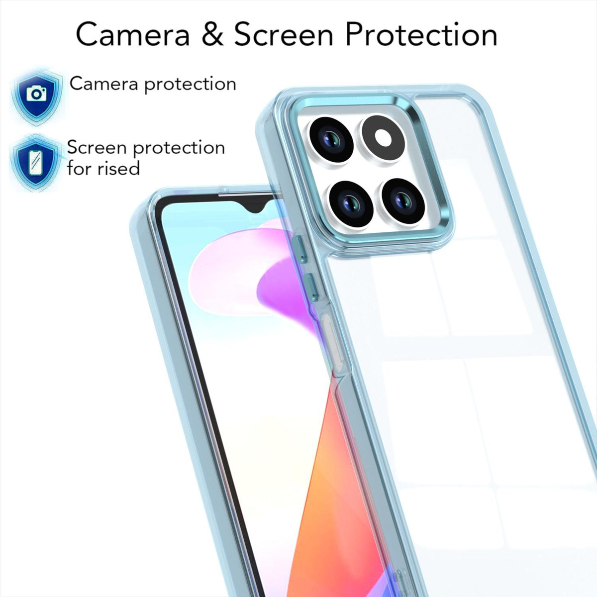 For Honor X6a 4G Shine High Transparency Acrylic Phone Case - Blue - EDA007376008C