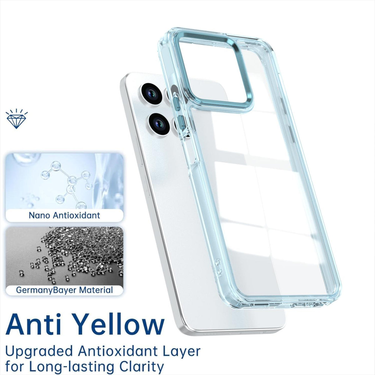 For Honor X6a 4G Shine High Transparency Acrylic Phone Case - Blue - EDA007376008C