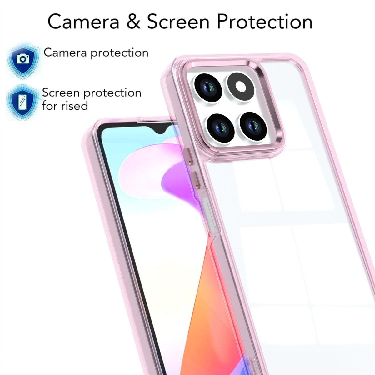 For Honor X6a 4G Shine High Transparency Acrylic Phone Case - Pink - EDA007376008D