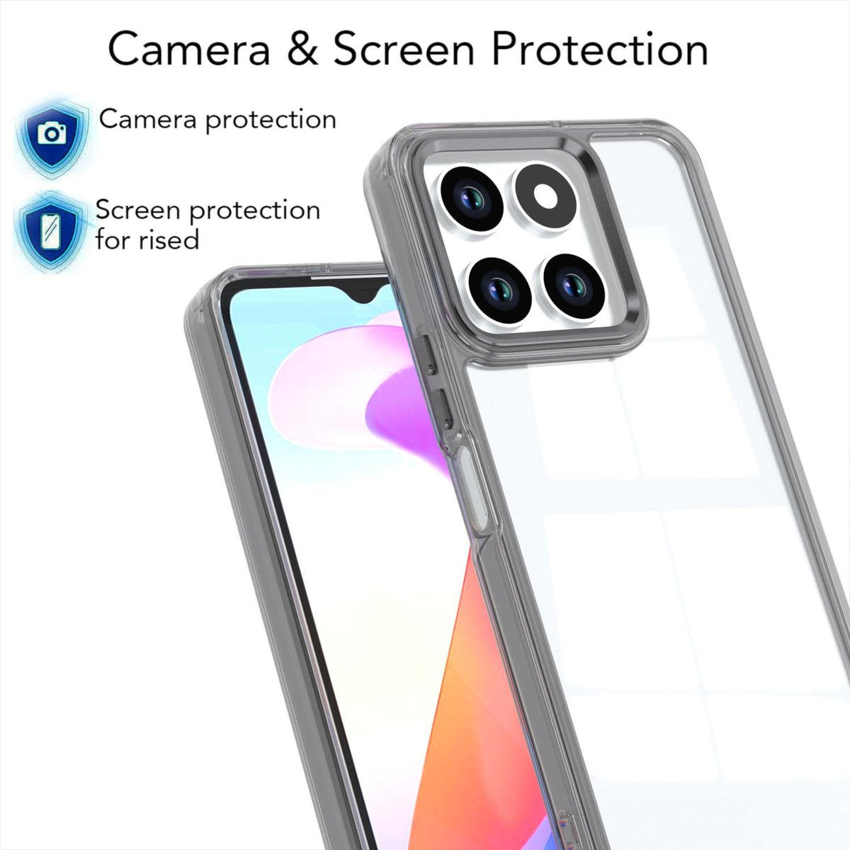 For Honor X6a 4G Shine High Transparency Acrylic Phone Case - Black - EDA007376008E