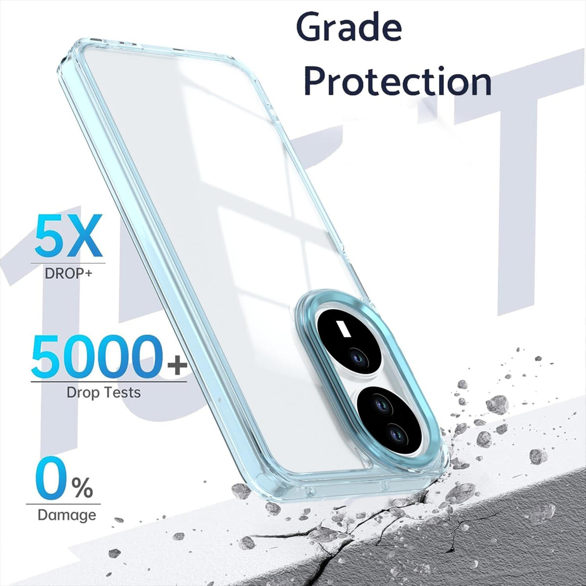 For Honor X7b / Play 50 Plus Shine High Transparency Acrylic Phone Case - Blue - EDA007376010C