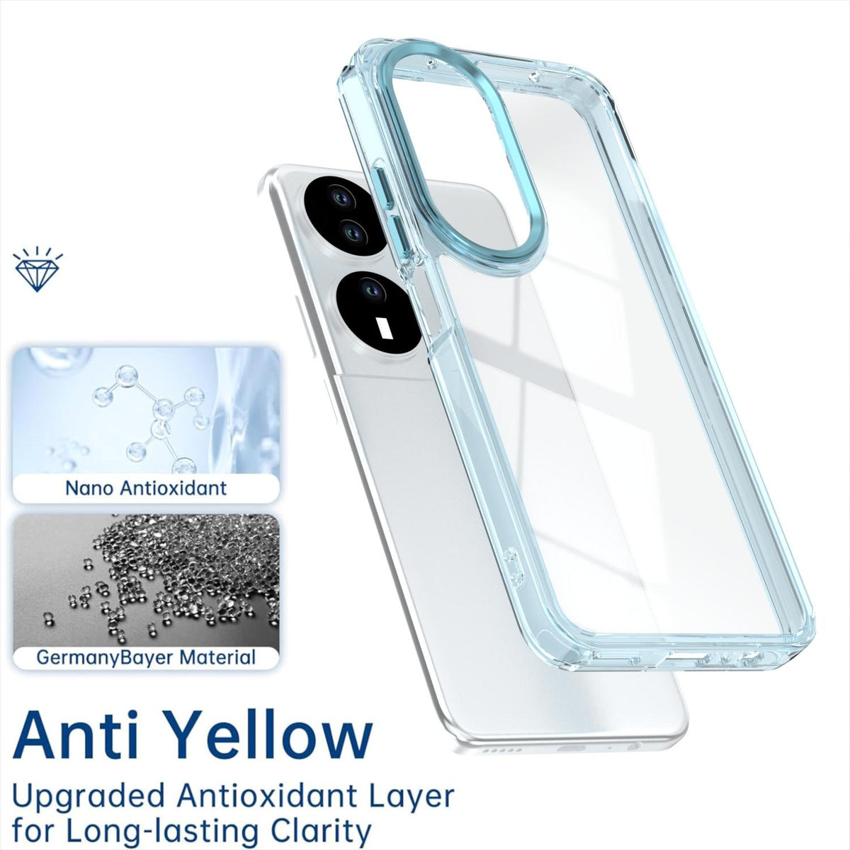 For Honor X7b / Play 50 Plus Shine High Transparency Acrylic Phone Case - Blue - EDA007376010C
