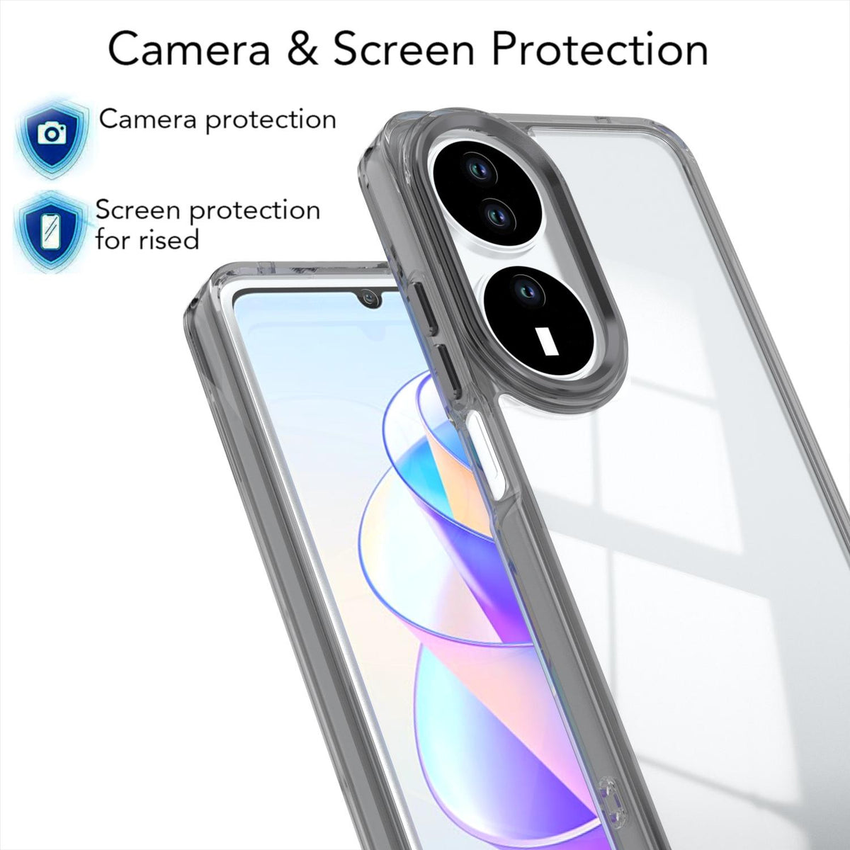 For Honor X7b / Play 50 Plus Shine High Transparency Acrylic Phone Case - Black - EDA007376010E
