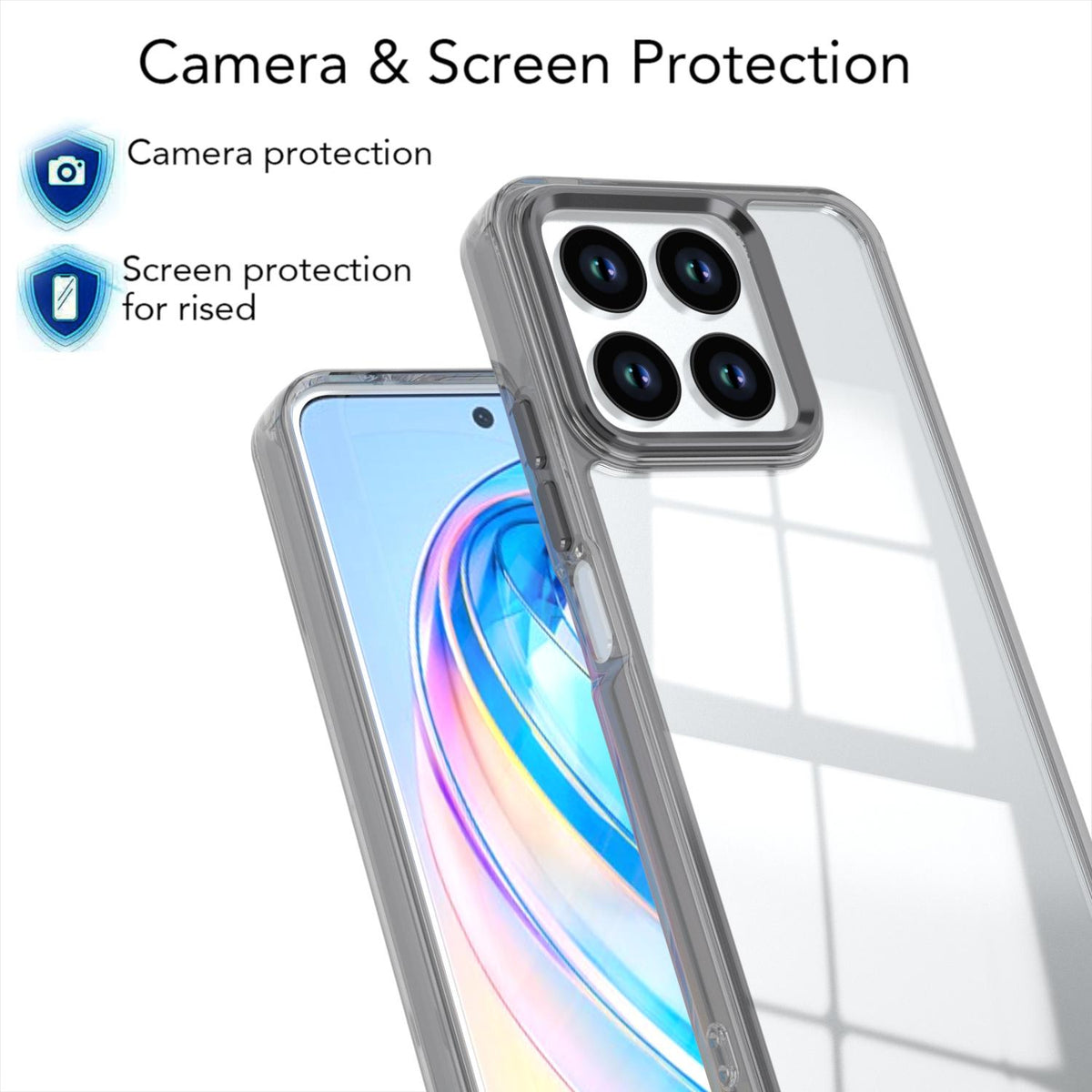 For Honor X8a 4G Shine High Transparency Acrylic Phone Case - Black - EDA007376011E