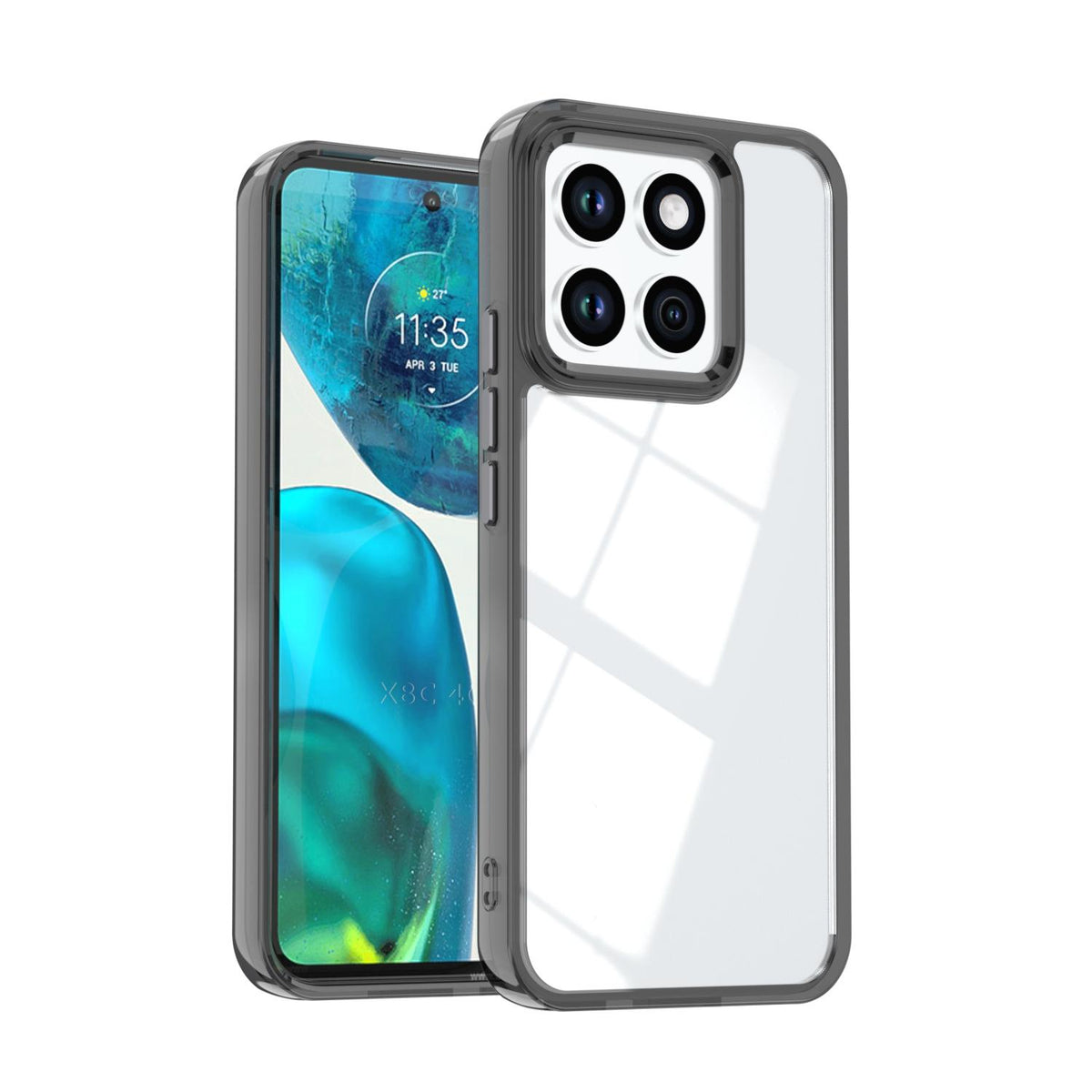 For Honor X8c 4G Shine High Transparency Acrylic Phone Case - Black - EDA007376012E