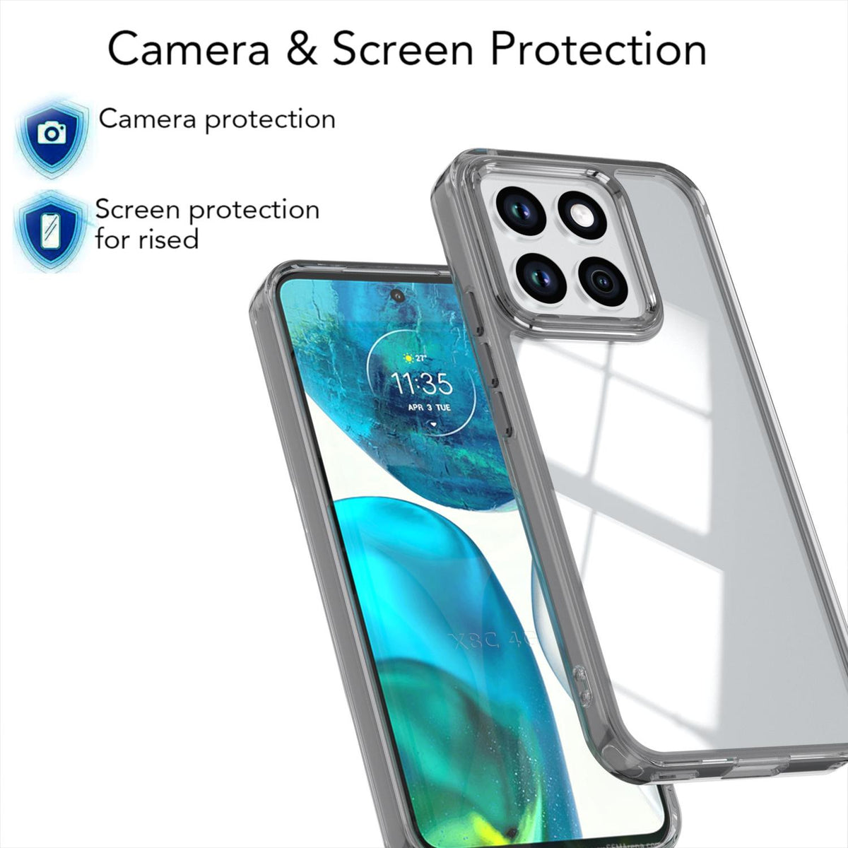 For Honor X8c 4G Shine High Transparency Acrylic Phone Case - Black - EDA007376012E