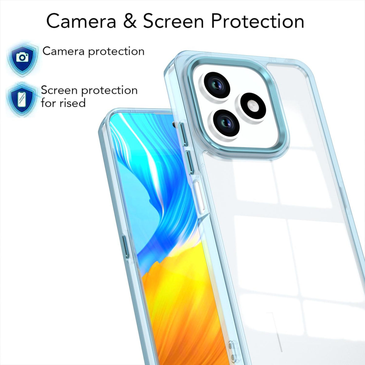 For Honor X8d 4G Shine High Transparency Acrylic Phone Case - Blue - EDA007376013C