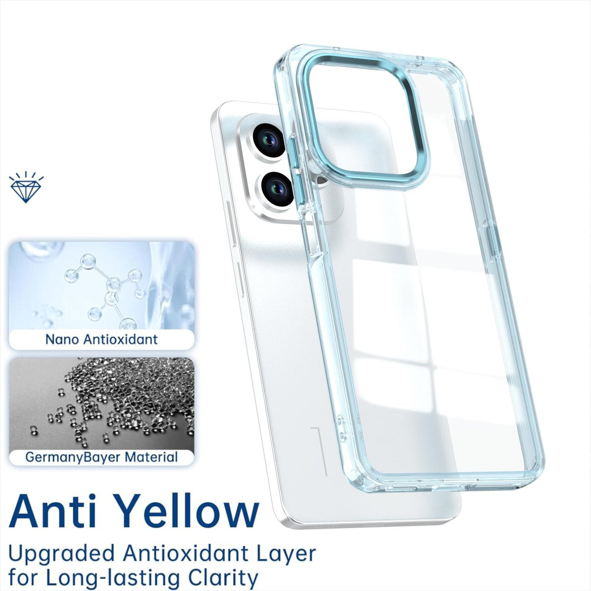 For Honor X8d 4G Shine High Transparency Acrylic Phone Case - Blue - EDA007376013C