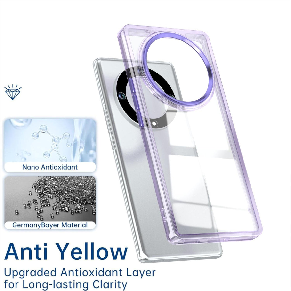 For Honor X9a / Magic5 Lite Shine High Transparency Acrylic Phone Case - Purple - EDA007376014A