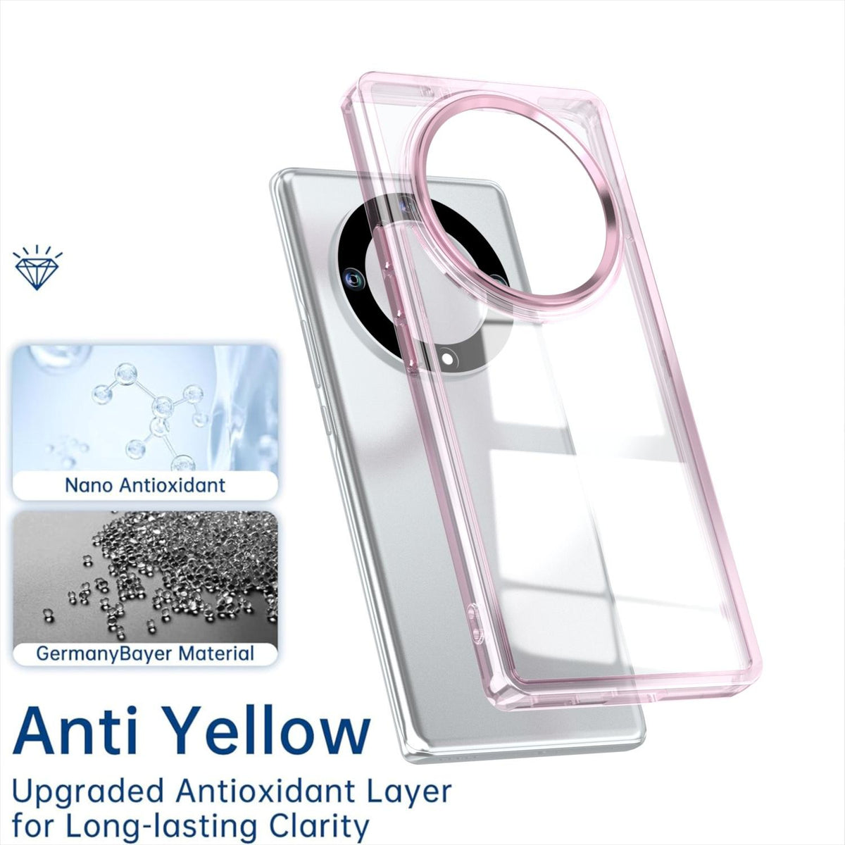 For Honor X9a / Magic5 Lite Shine High Transparency Acrylic Phone Case - Pink - EDA007376014D