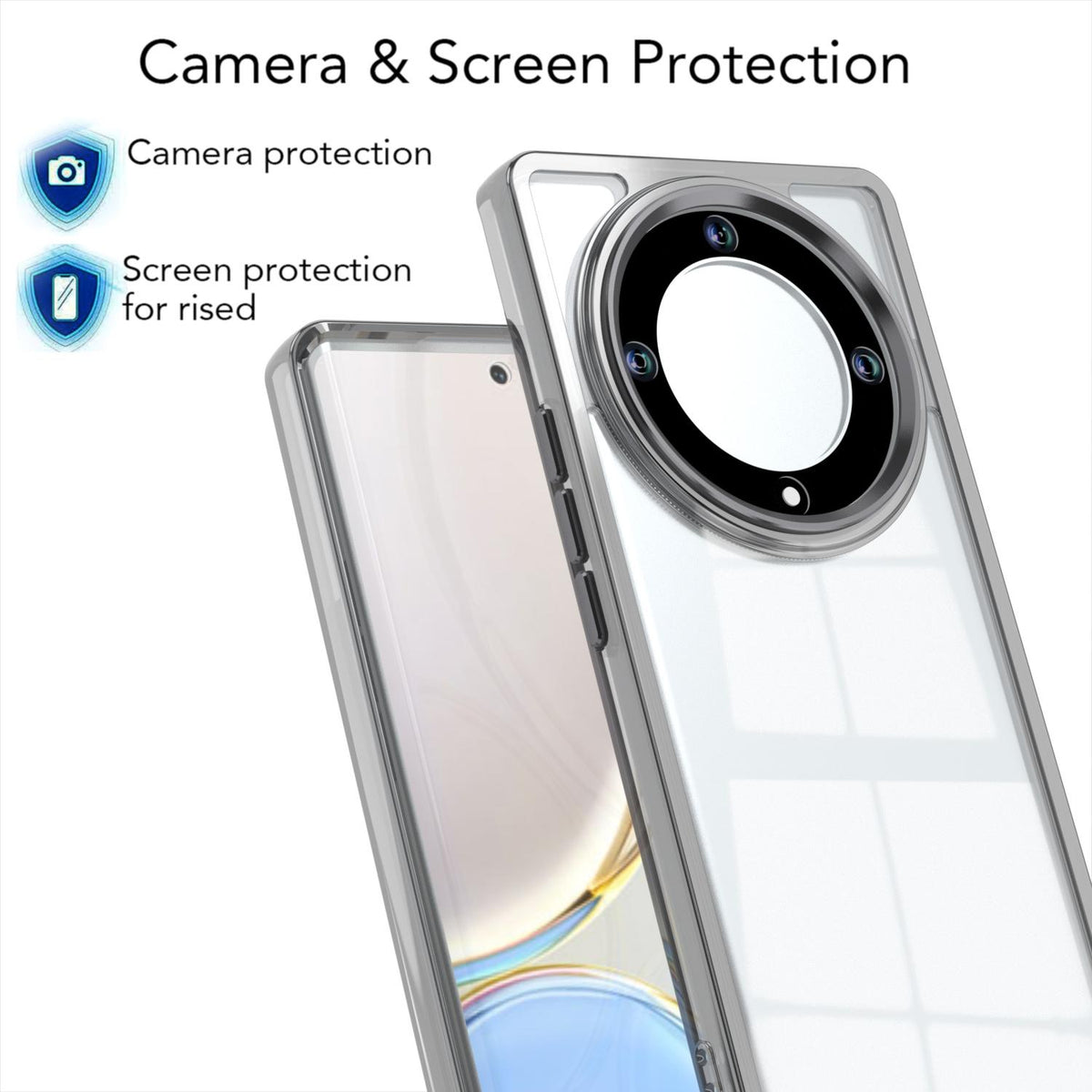 For Honor X9a / Magic5 Lite Shine High Transparency Acrylic Phone Case - Black - EDA007376014E