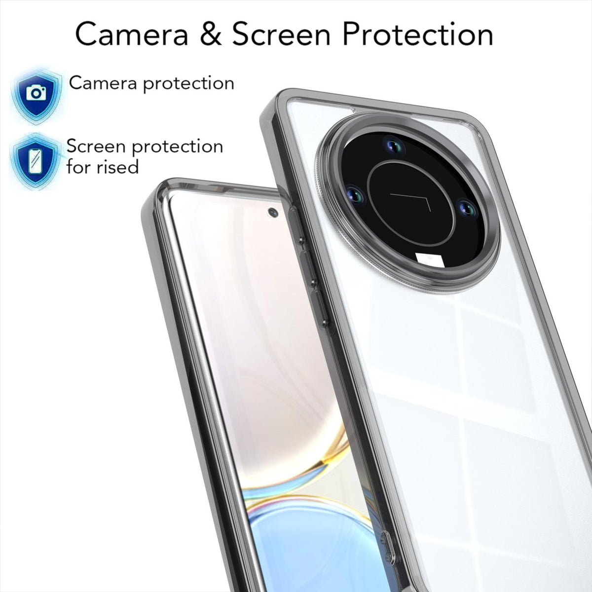 For Honor X9b / X50 / Magic6 Lite Shine High Transparency Acrylic Phone Case - Black - EDA007376015E