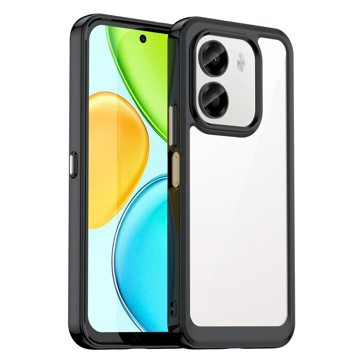 For Honor X6e 4G Colorful Series Acrylic Hybrid TPU Phone Case - Black - EDA007398827A