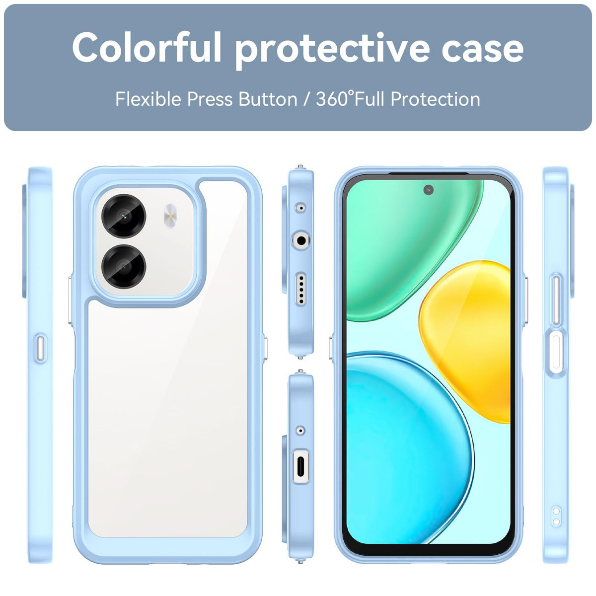 For Honor X6e 4G Colorful Series Acrylic Hybrid TPU Phone Case - Blue - EDA007398827B