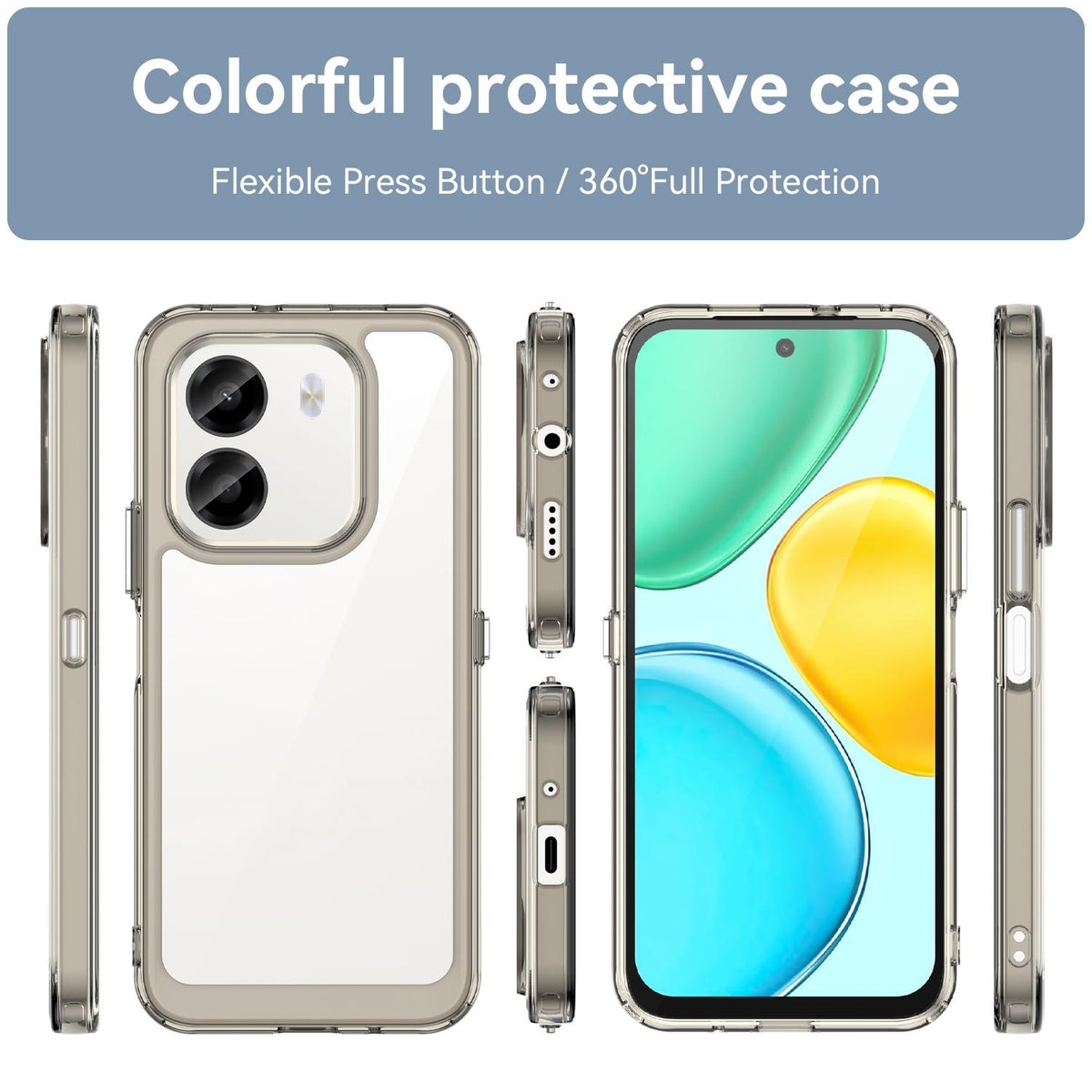 For Honor X6e 4G Colorful Series Acrylic Hybrid TPU Phone Case - Transparent Grey - EDA007398827C