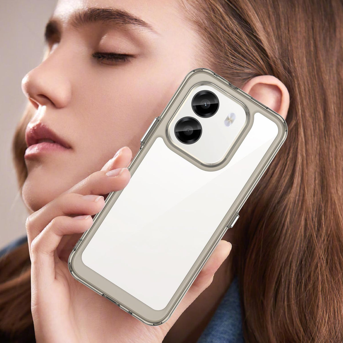 For Honor X6e 4G Colorful Series Acrylic Hybrid TPU Phone Case - Transparent Grey - EDA007398827C