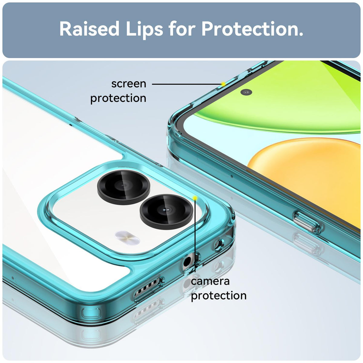 For Honor X6e 4G Colorful Series Acrylic Hybrid TPU Phone Case - Transparent Blue - EDA007398827D