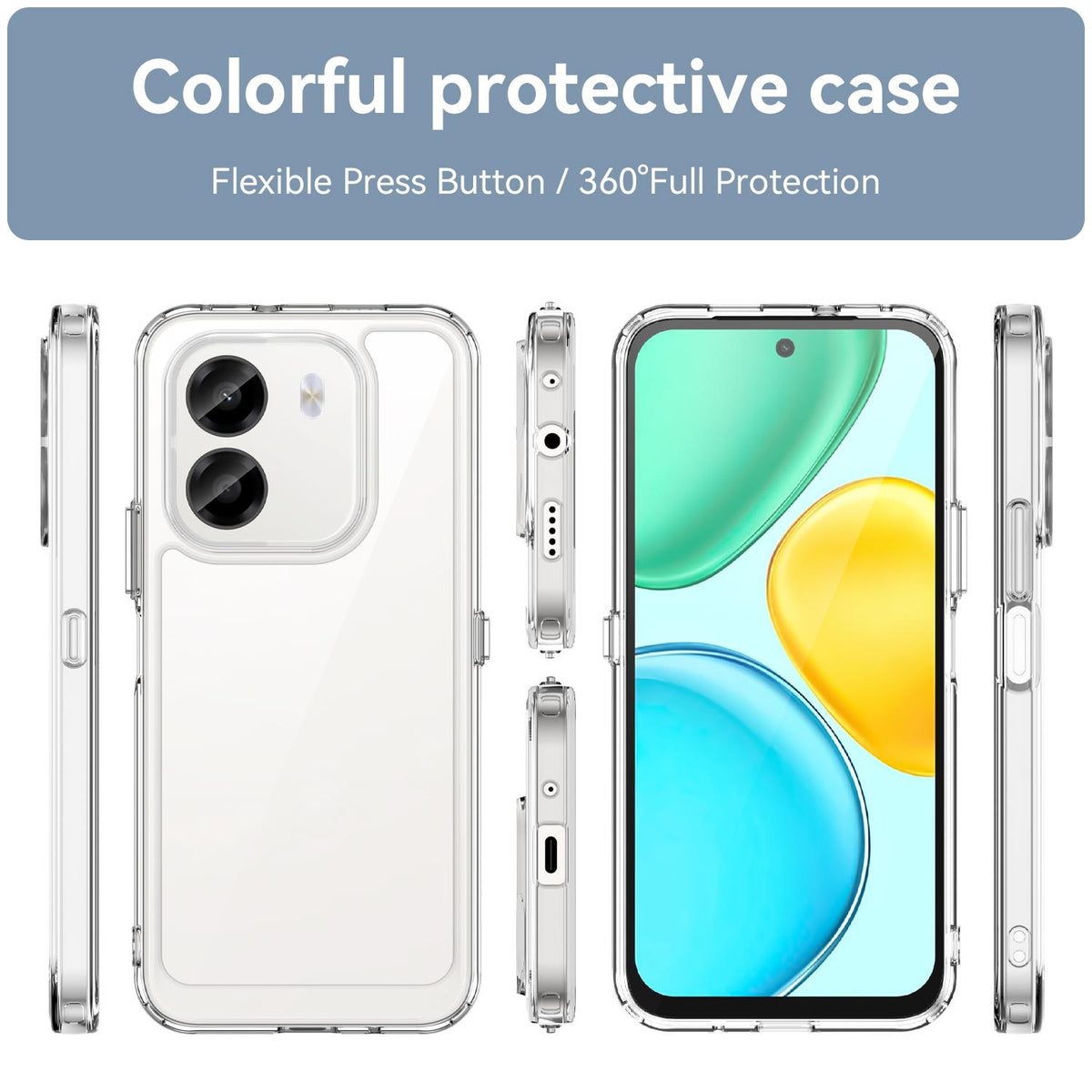 For Honor X6e 4G Colorful Series Acrylic Hybrid TPU Phone Case - Transparent - EDA007398827E