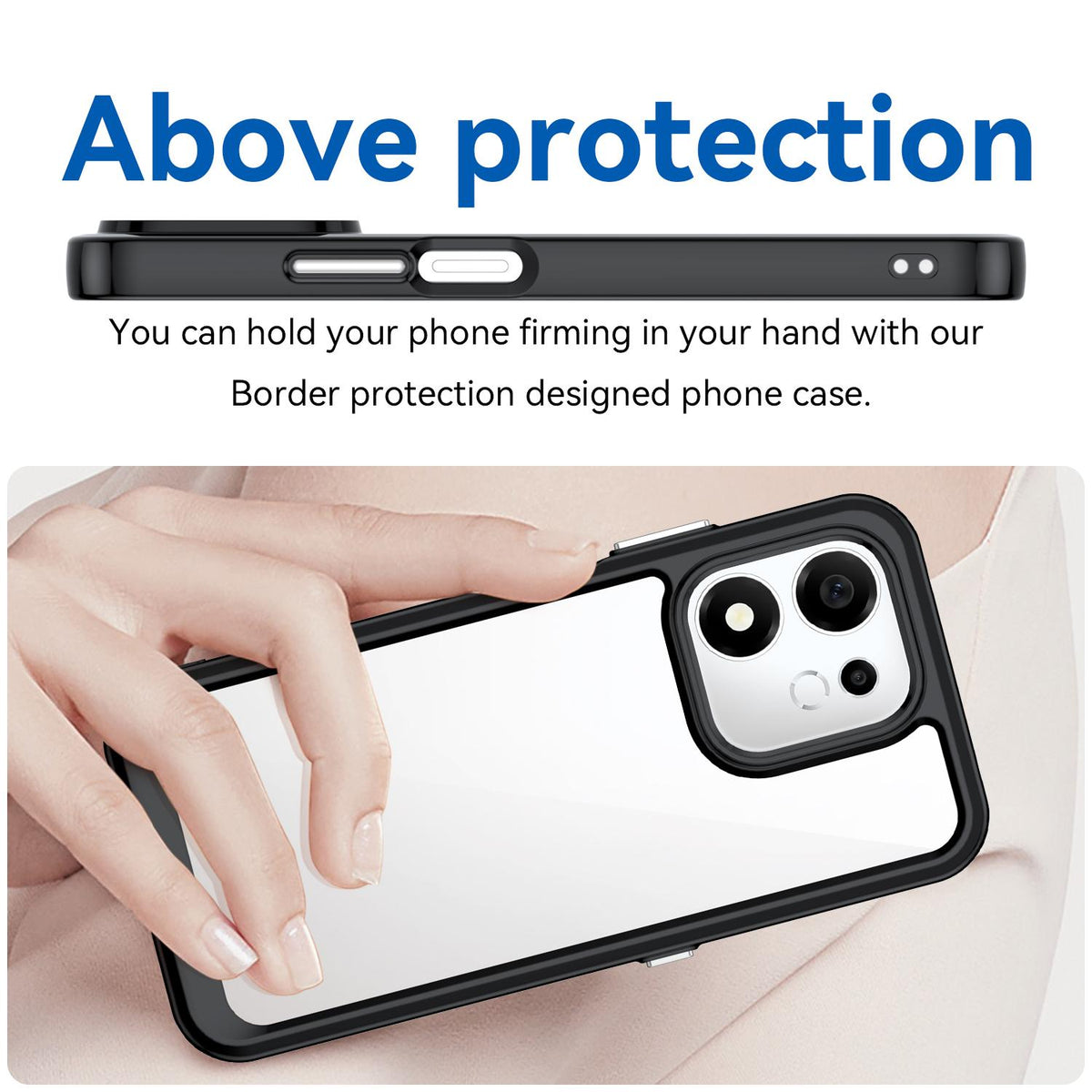 For Honor 600 Smart 5G Colorful Series Acrylic Hybrid TPU Phone Case - Black - EDA007398828A
