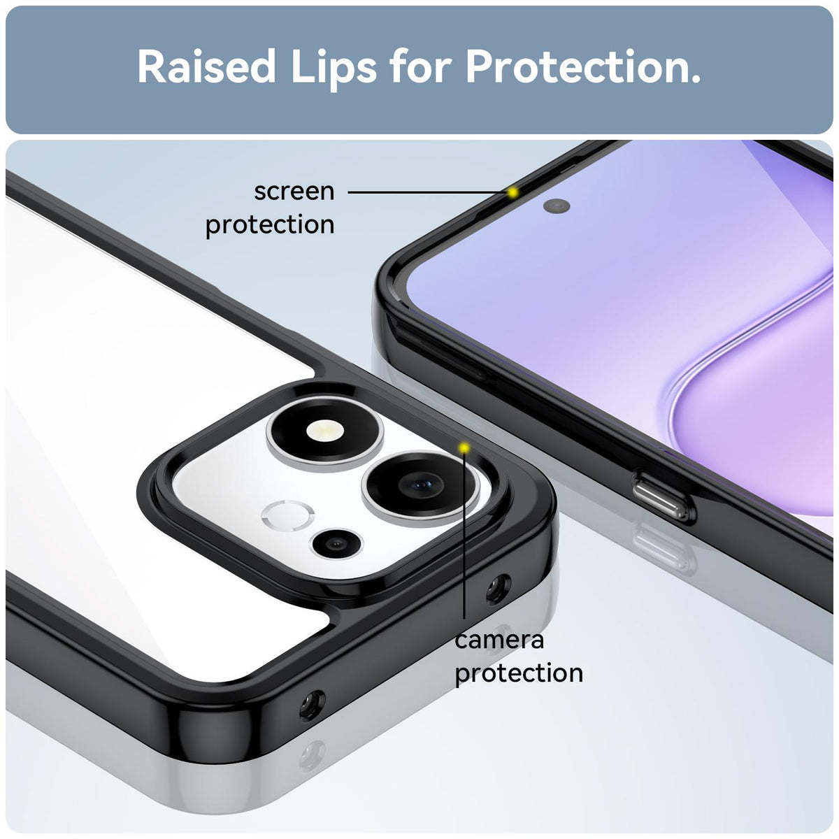 For Honor 600 Smart 5G Colorful Series Acrylic Hybrid TPU Phone Case - Black - EDA007398828A