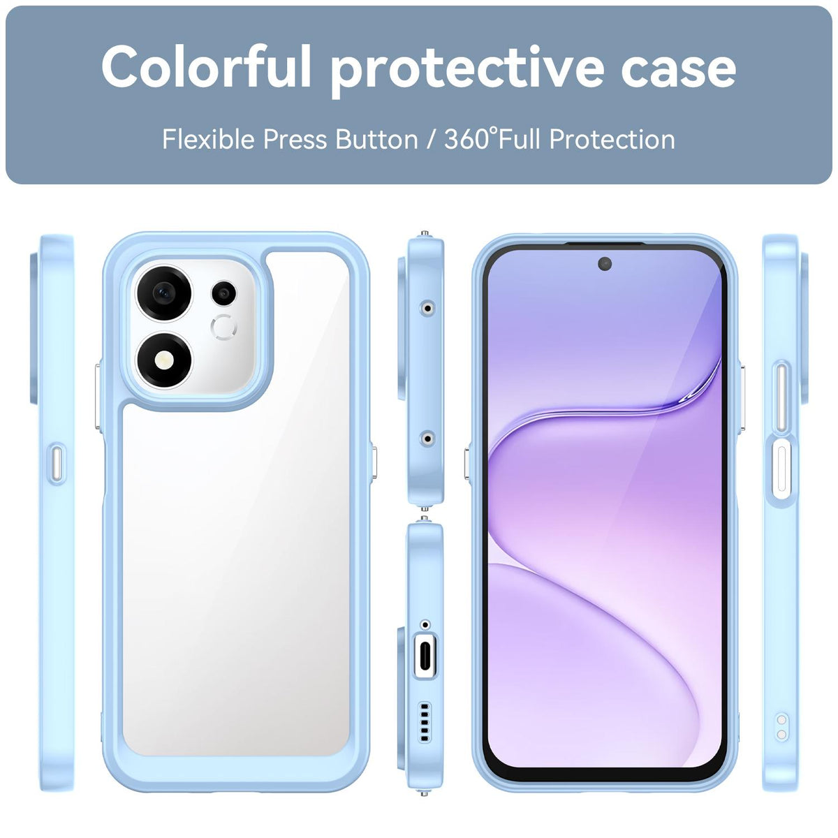 For Honor 600 Smart 5G Colorful Series Acrylic Hybrid TPU Phone Case - Blue - EDA007398828B