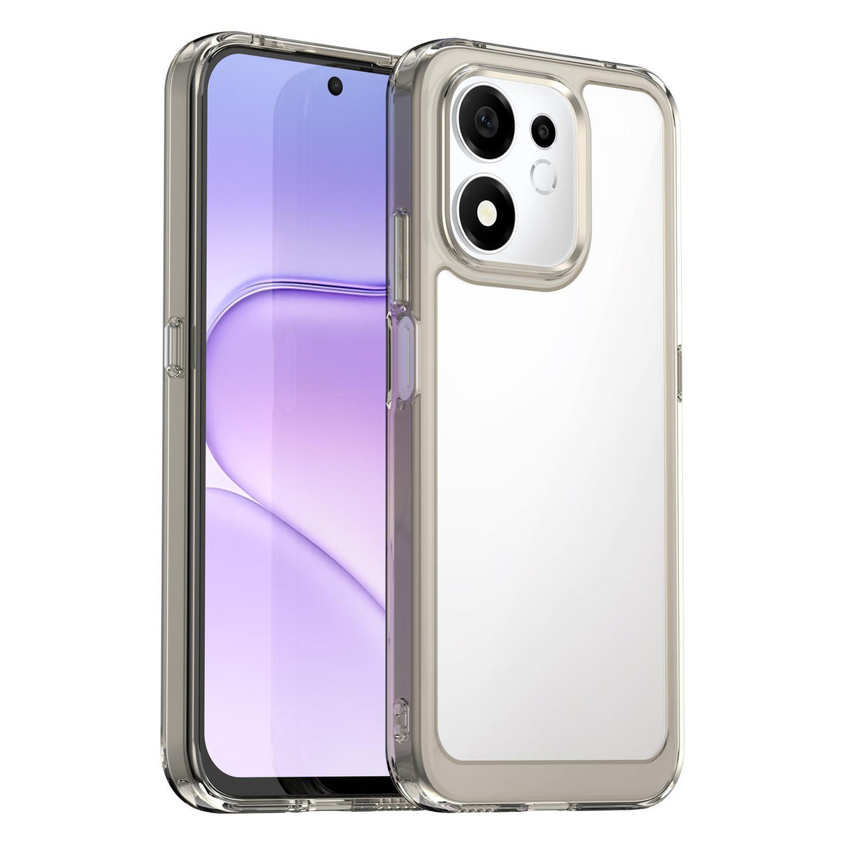 For Honor 600 Smart 5G Colorful Series Acrylic Hybrid TPU Phone Case - Transparent Grey - EDA007398828C