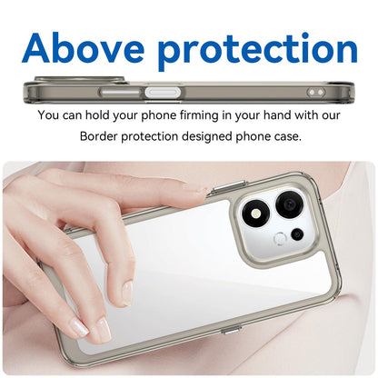 For Honor 600 Smart 5G Colorful Series Acrylic Hybrid TPU Phone Case - Transparent Grey - EDA007398828C
