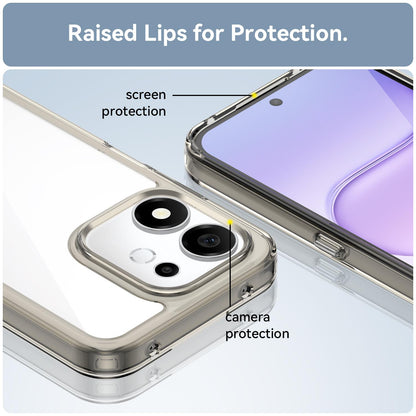 For Honor 600 Smart 5G Colorful Series Acrylic Hybrid TPU Phone Case - Transparent Grey - EDA007398828C