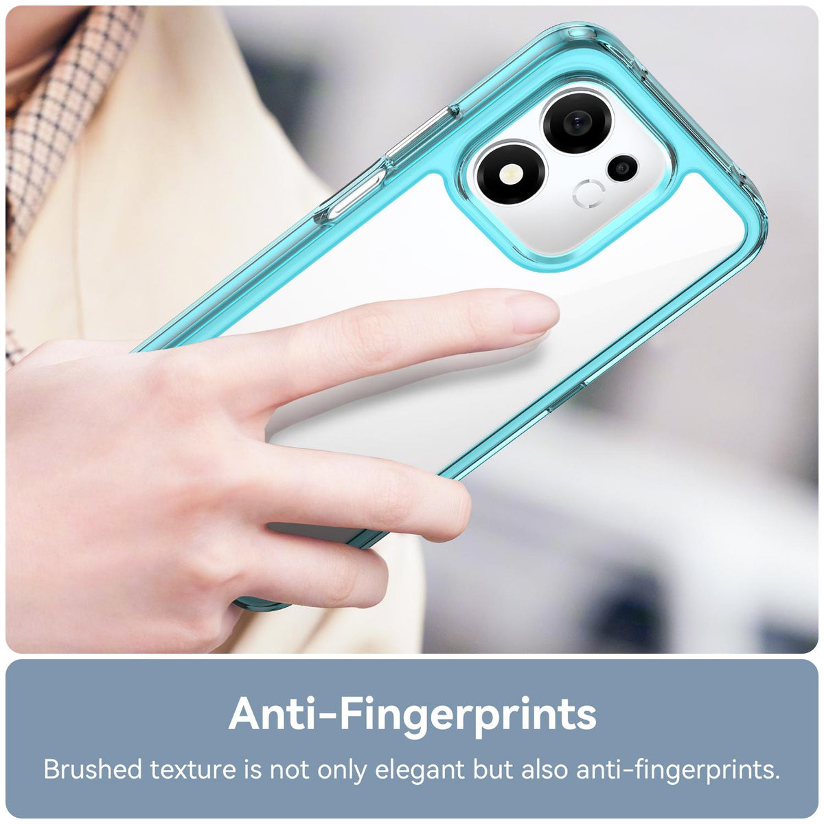 For Honor 600 Smart 5G Colorful Series Acrylic Hybrid TPU Phone Case - Transparent Blue - EDA007398828D