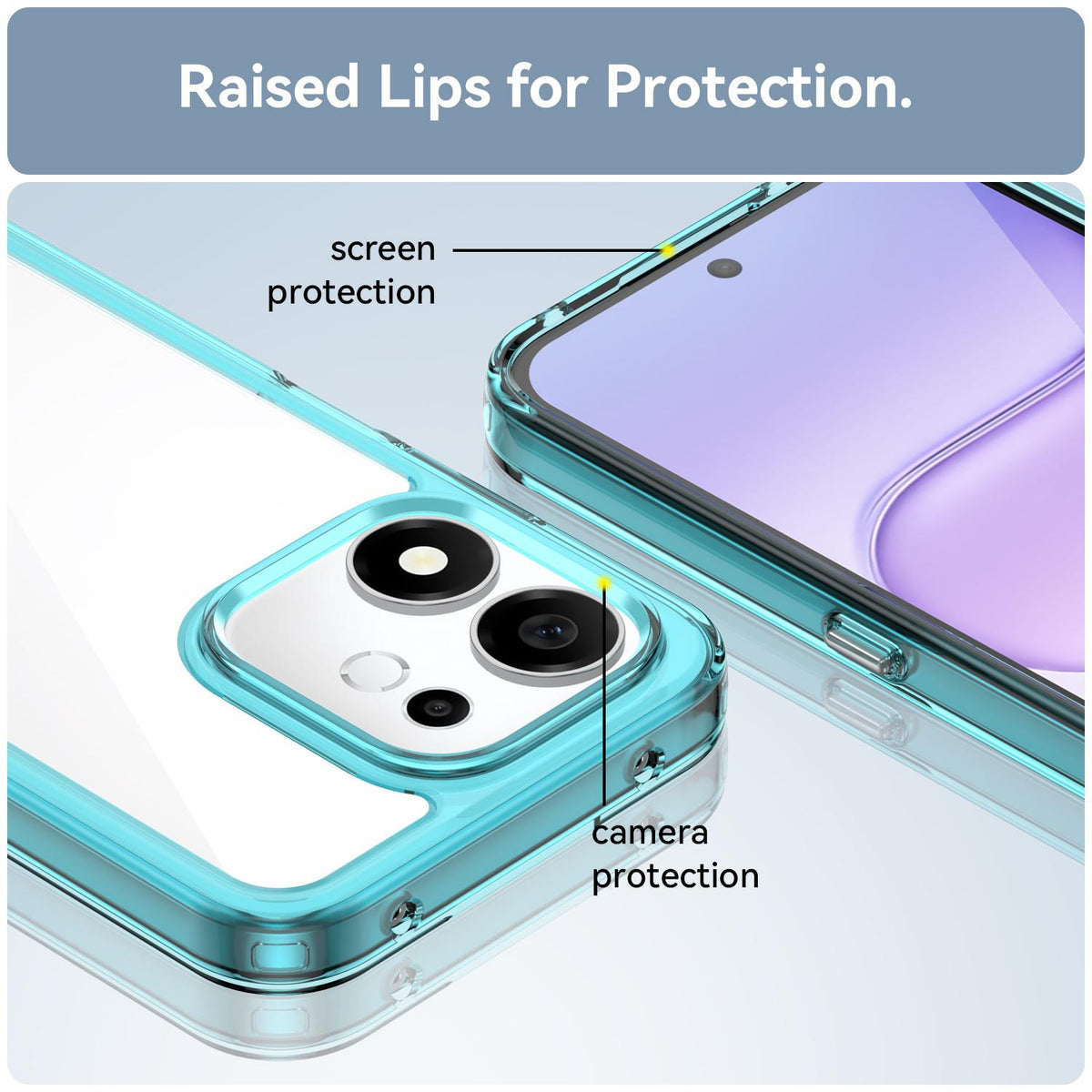 For Honor 600 Smart 5G Colorful Series Acrylic Hybrid TPU Phone Case - Transparent Blue - EDA007398828D