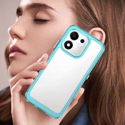For Honor 600 Smart 5G Colorful Series Acrylic Hybrid TPU Phone Case - Transparent Blue - EDA007398828D