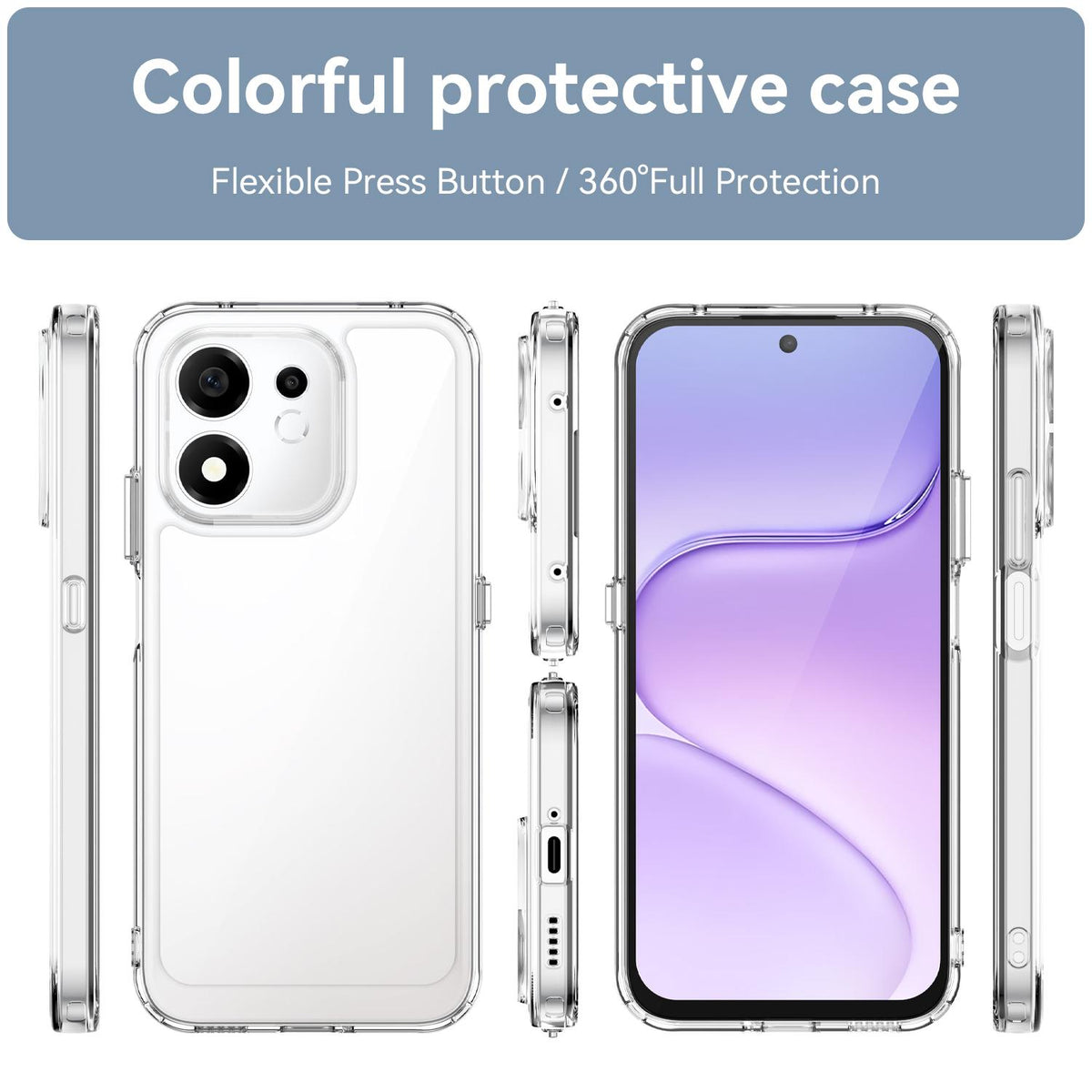 For Honor 600 Smart 5G Colorful Series Acrylic Hybrid TPU Phone Case - Transparent - EDA007398828E